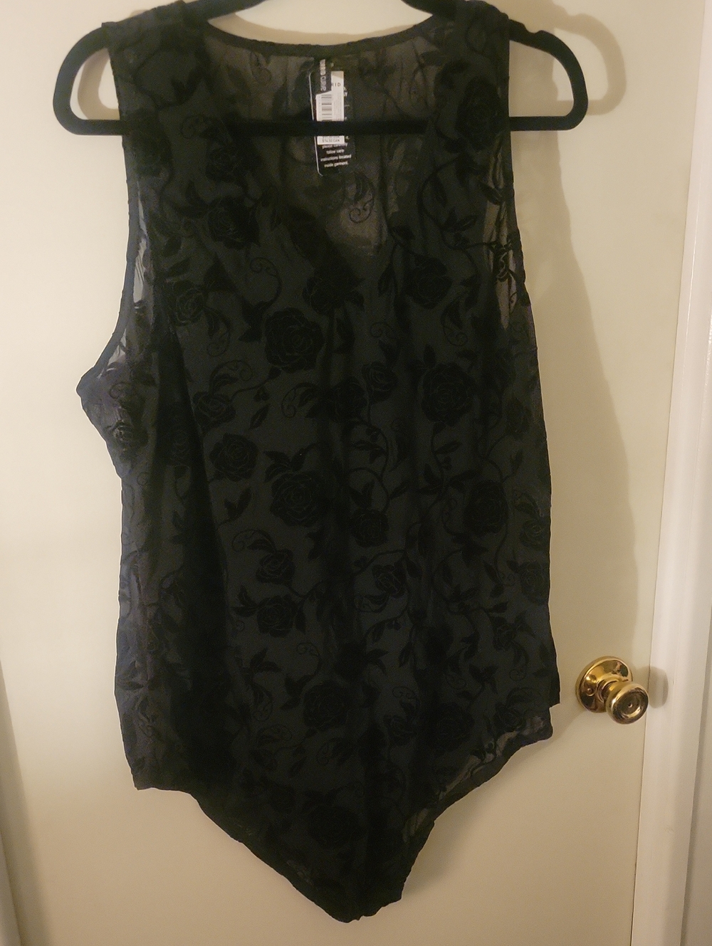 Torrid Sleeveless Black Floral Burnout Bodysuit